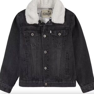 Boys  Levi's® SilverTab Sherpa Collar Black Denim Trucker Jacket Levi's Medium